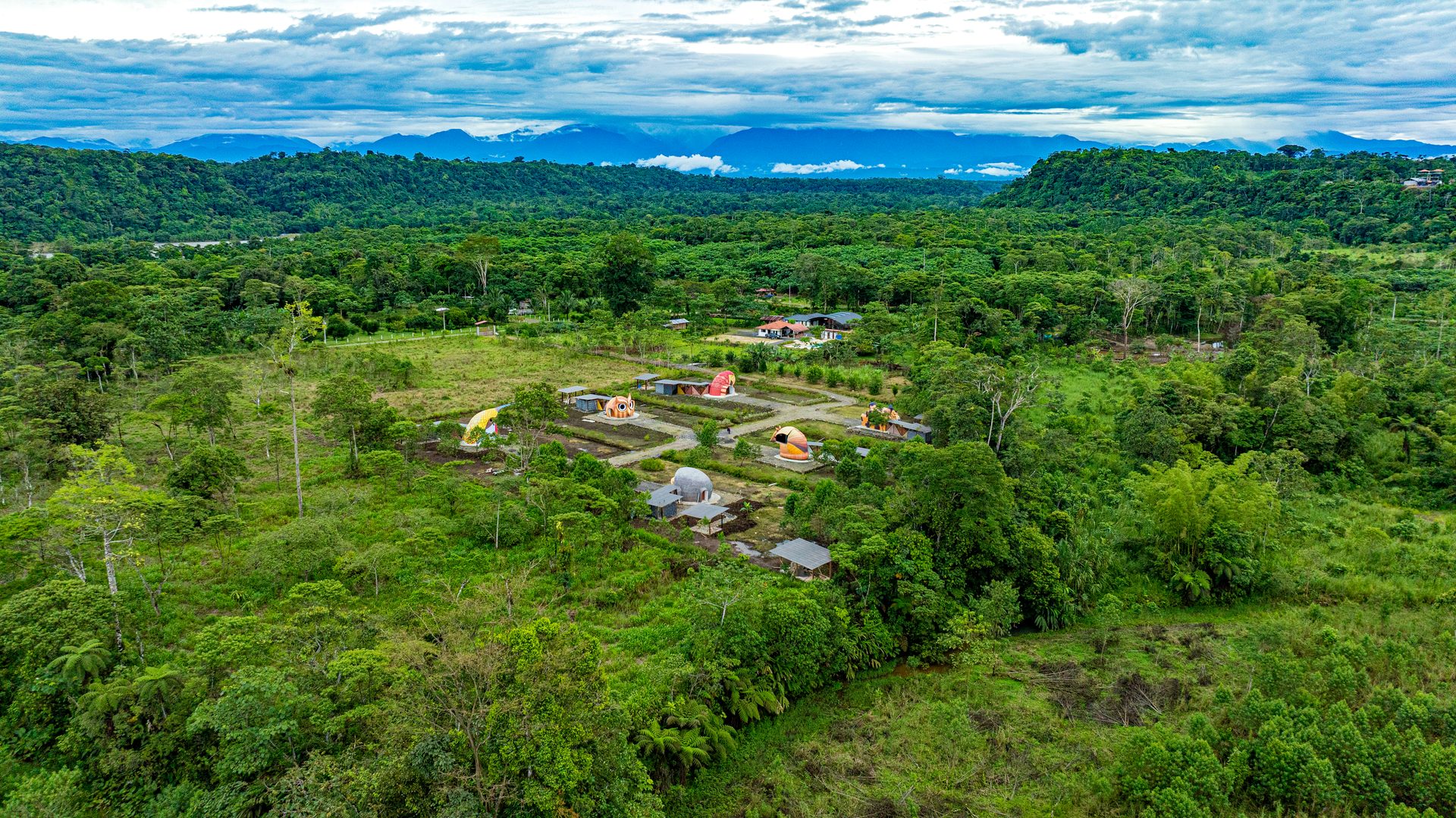 Vista aérea de Animal Glamping